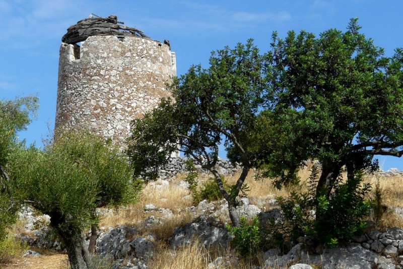 Greece, Zakynthos Island, The Old Windmill Restaurant - stone mill tower