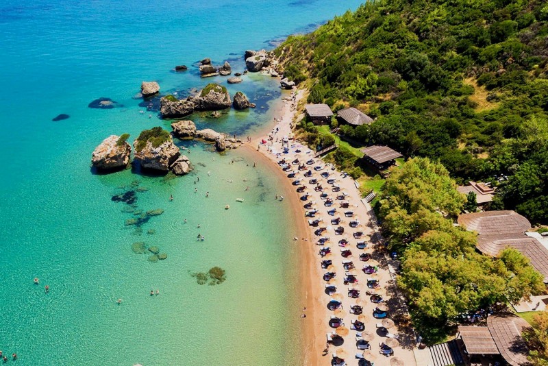 Greece, island Zakynthos, Porto Zorro Beach – view from above