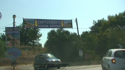 Greece, island Zakynthos, Porto Zorro Beach – road signs on the way to the beach